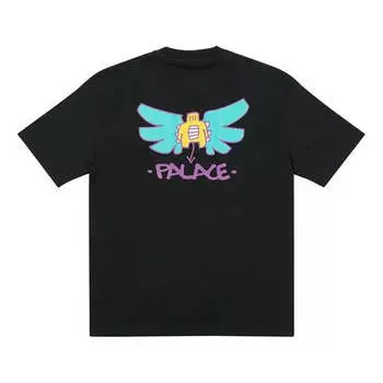 Футболка PALACE x Slap Magazine Crossover Angel Cartoon Funny Pattern Printing Short Sleeve Black T-Shirt, черный