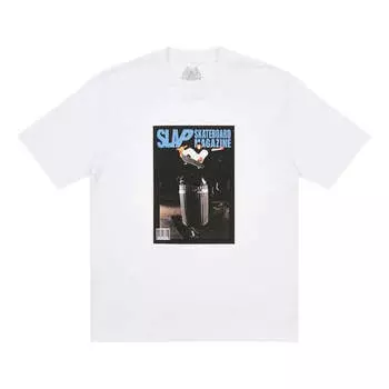Футболка PALACE x Slap Magazine Crossover Mag Cover Classic Portrait Pattern Printing Short Sleeve White T-Shirt, белый
