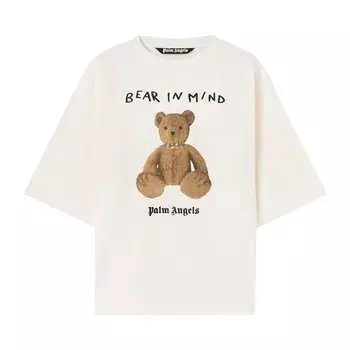 Футболка Palm Angels Bear In Mind Over Tee, цвет Off White/Brown
