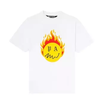 Футболка Palm Angels Burning Head Short-Sleeve T-Shirt 'White/Yellow', белый