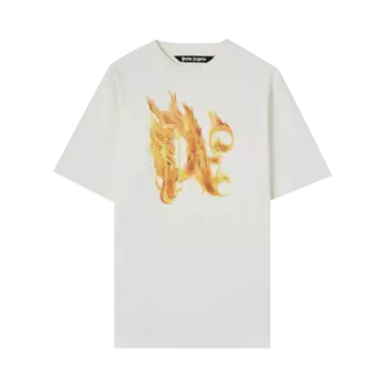 Футболка Palm Angels Burning Monogram 'Off White/Gold', белый