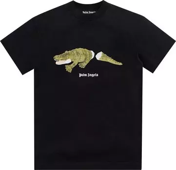 Футболка Palm Angels Croco Classic Tee 'Black/Green', черный