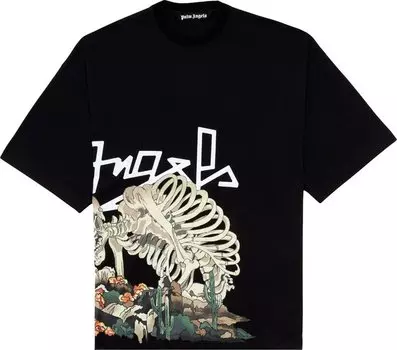 Футболка Palm Angels Desert Skull Over Tee 'Black/Multicolor', черный