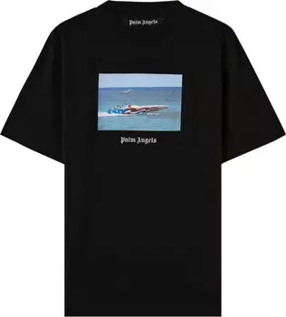 Футболка Palm Angels Getty Speedboat Tee 'Black/White', черный