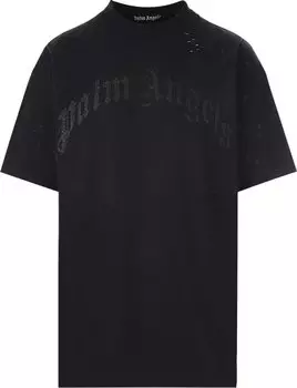 Футболка Palm Angels Glittered Logo Classic Tee 'Black', черный