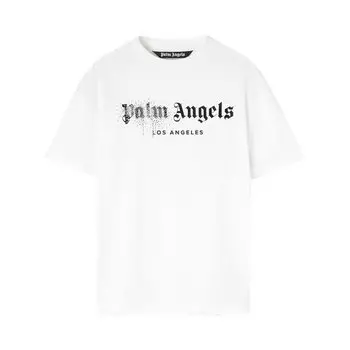 Футболка Palm Angels Rhinestone Sprayed Classic Tee 'White/Black', белый