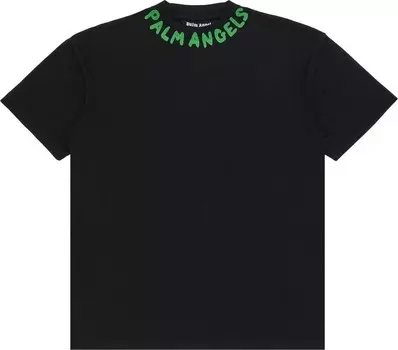 Футболка Palm Angels Seasonal Logo 'Black/Green Fluorescent', черный