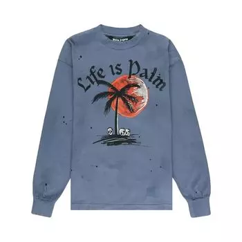 Футболка Palm Angels Sunset Palm Classic Long-Sleeve Tee 'Indigo', синий