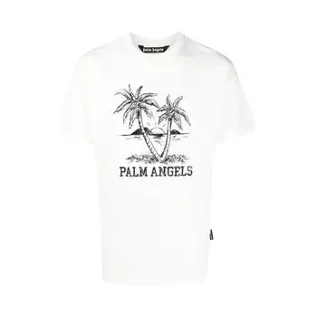 Футболка Palm Angels Sunset Palms Classic Tee 'White/Black', белый