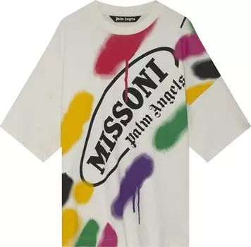 Футболка Palm Angels x Missoni Sport Loose Tee 'Off White/Black', кремовый