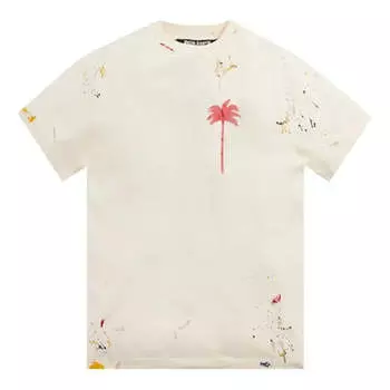 Футболка palm tree painted t-shirt 'off white red' Palm Angels, белый