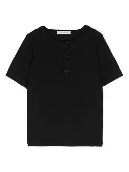 Футболка Paolo Pecora Kids из хлопка с застежкой на пуговицы, черный