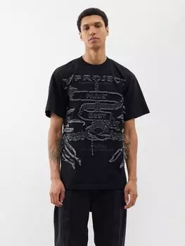 Футболка paris' best из хлопкового джерси с потертостями Y/Project, черный