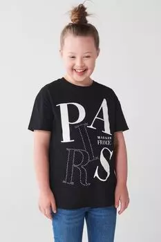 Футболка Paris для девочек River Island, черный