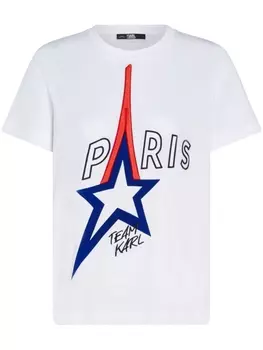 Футболка Paris из органического хлопка с вышивкой Karl Lagerfeld, белый