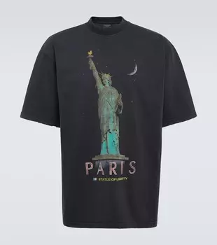 Футболка Paris Liberty из хлопкового джерси Balenciaga, Faded Black