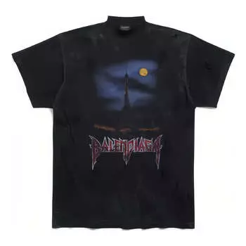 Футболка paris moon t-shirt oversized 'black faded' Balenciaga, черный