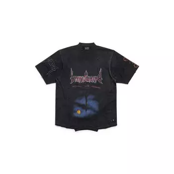 Футболка Paris Moon Upside Down большого размера BALENCIAGA, черный