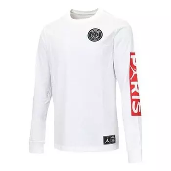 Футболка paris saint germain на груди с логотипом и длинными рукавами Air Jordan, белый