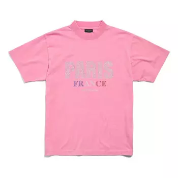 Футболка paris strass t-shirt small fit 'pink faded' Balenciaga, розовый