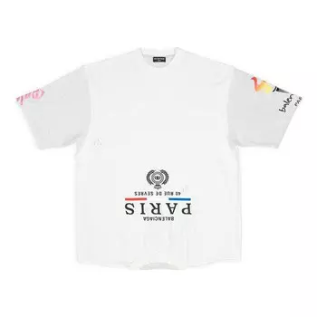 Футболка paris upside down t-shirt oversized 'white' Balenciaga, белый