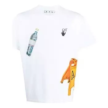 Футболка pascal medicine hoodie mens logo round neck Off-White, белый