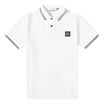 Футболка patch polo shirt 'white' Stone Island, белый