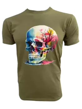 Футболка PAULGOS bunter Totenkopf Schdel Skull, оливковый