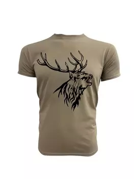 Футболка PAULGOS Herren T-Shirt, Hirschkopf, песочный