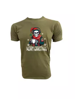 Футболка PAULGOS Herren T-Shirt, Skelett Musik und Kaffee Modell 2, оливковый