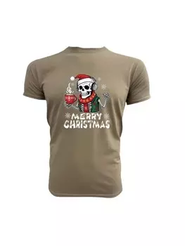 Футболка PAULGOS Herren T-Shirt, Skelett Musik und Kaffee Modell 1, песочный