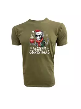 Футболка PAULGOS Herren T-Shirt, Skelett Musik und Kaffee Modell 1, оливковый