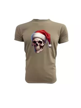 Футболка PAULGOS Herren T-Shirt, Totenkopf Weihnachten, песочный