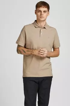 Футболка Paulos с приталенным воротником Jack & Jones, бежевый