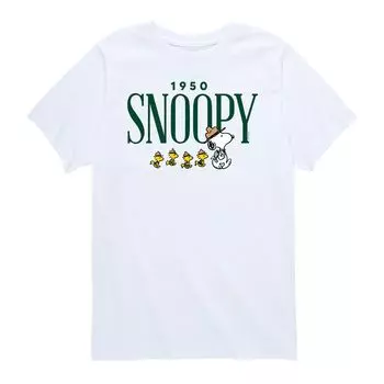 Футболка Peanuts 1950 Snoopy Camping с рисунком для мальчиков 8–20 лет Licensed Character, белый
