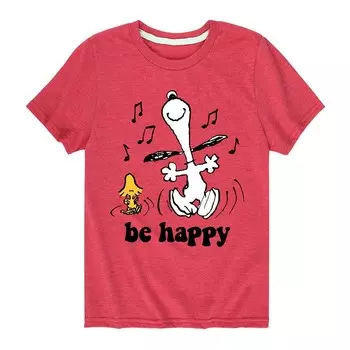 Футболка Peanuts Be Happy Dance для мальчиков 8–20 лет с графическим рисунком Licensed Character, красный