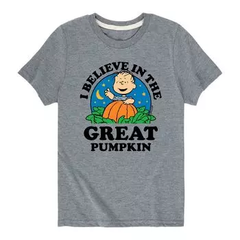Футболка Peanuts Charlie Brown для мальчиков 8–20 лет «Я верю в великую тыкву» Licensed Character, серый