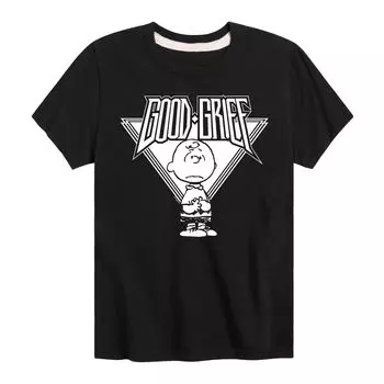 Футболка Peanuts Charlie Brown Good Grief Rock для мальчиков 8–20 лет с рисунком Licensed Character, черный