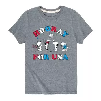 Футболка Peanuts Hooray For USA для мальчиков 8–20 лет с графическим рисунком Licensed Character
