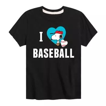 Футболка Peanuts I Love Baseball Snoopy для мальчиков 8–20 лет Licensed Character, черный