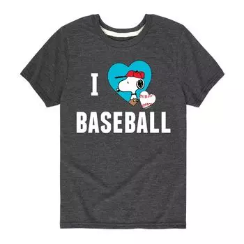 Футболка Peanuts I Love Baseball Snoopy для мальчиков 8–20 лет Licensed Character, серый