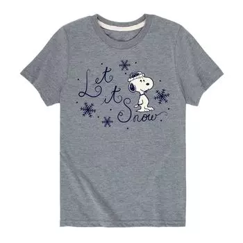 Футболка Peanuts Let It Snow Snoopy для мальчиков 8–20 лет Licensed Character, серый