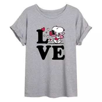 Футболка Peanuts Love для юниоров с струящейся тканью Licensed Character