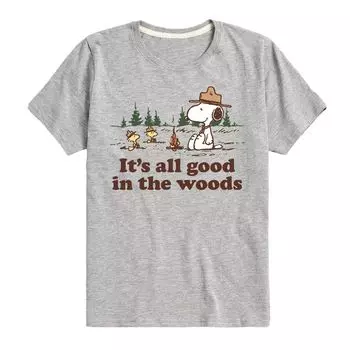 Футболка Peanuts с рисунком «All Good In The Woods» для мальчиков 8–20 лет Licensed Character, серый