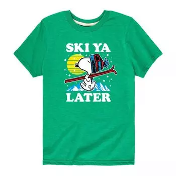 Футболка Peanuts Ski Ya Later для мальчиков 8–20 лет Licensed Character, зеленый