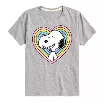 Футболка Peanuts Snoopy Heart с рисунком для мальчиков 8–20 лет Licensed Character, серый