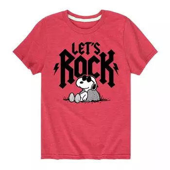 Футболка Peanuts Snoopy Let's Rock для мальчиков 8–20 лет с рисунком Licensed Character, красный