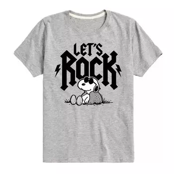 Футболка Peanuts Snoopy Let's Rock для мальчиков 8–20 лет с рисунком Licensed Character, серый