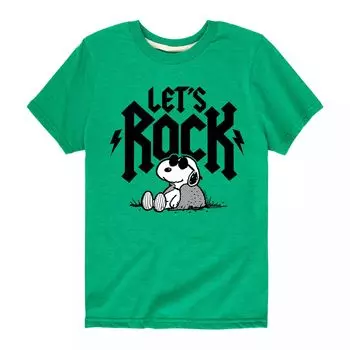 Футболка Peanuts Snoopy Let's Rock для мальчиков 8–20 лет с рисунком Licensed Character, зеленый
