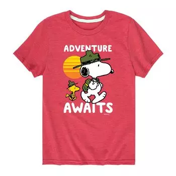 Футболка Peanuts Snoopy с рисунком «Приключения ждут» для мальчика 8–20 лет Licensed Character, красный